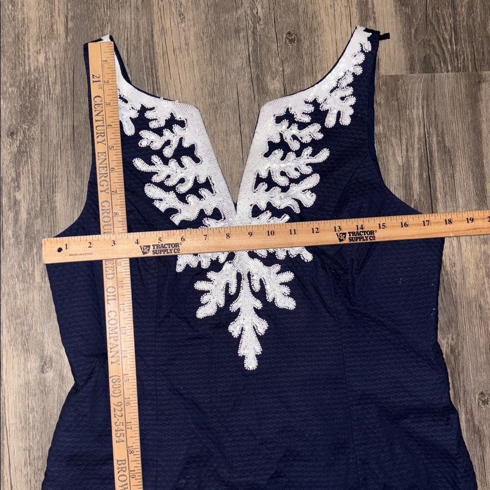 $258 Lilly Pulitzer GABBY SHIFT DRESS True Navy Embellished BEADED SZ 10 - Picture 7 of 11